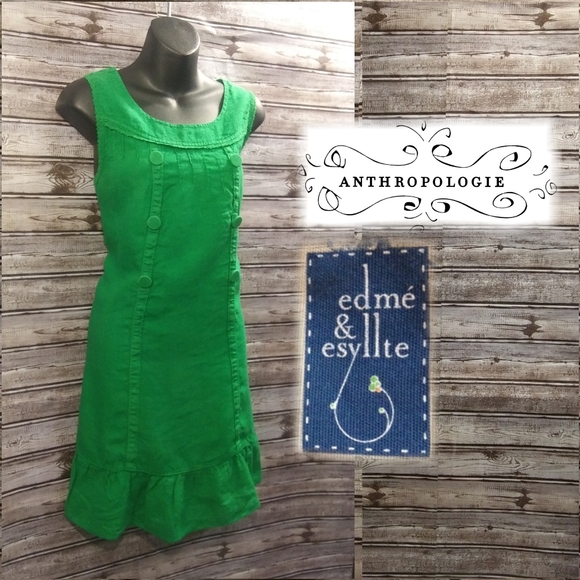 Anthropologie Dresses & Skirts - {Linen}Flounced Drop Waist Dress